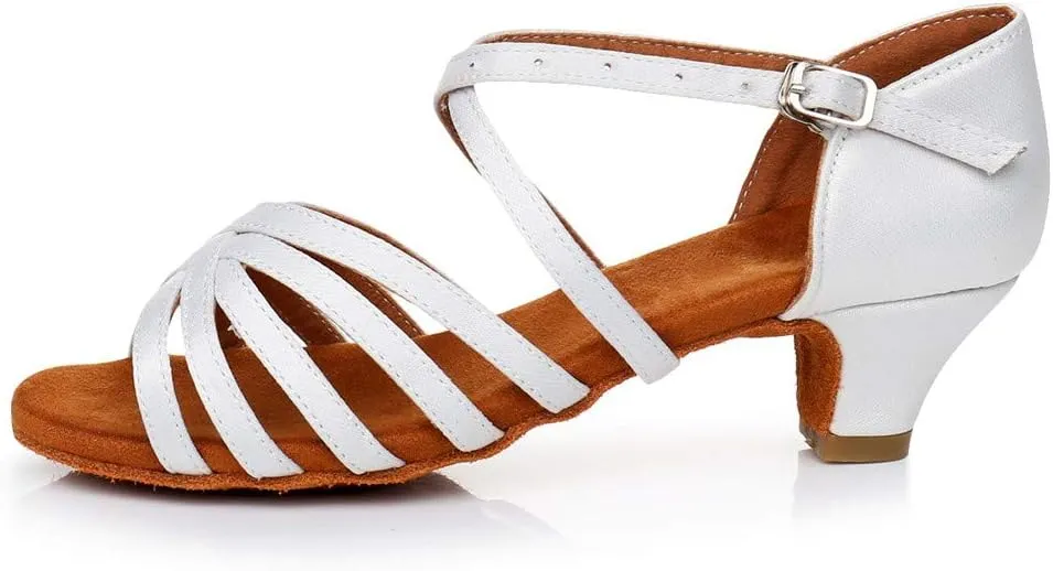 Latin Dance Shoes for Woman Glitter Party Shoes Ballroom Dancing Shoe Professional Practice Sandals Low Block Heels