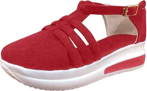 Lausiuoe Womens Sandals Dressy Casual Arch Support Wedge Platform Sandals Ankle Strap Summer Shoes Comfortable Walking Shoes
