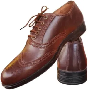LEMBACO Men's Classic Modern Lace-up Patent Dress Business Wedding Shoes Leather Formal Business Oxford Wingtip Shoes Brown