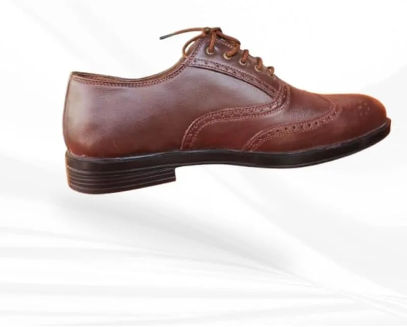 LEMBACO Men's Classic Modern Lace-up Patent Dress Business Wedding Shoes Leather Formal Business Oxford Wingtip Shoes Brown