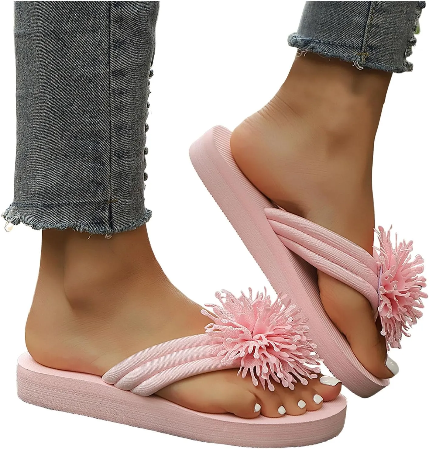 Lightweight Beach Sandal Fashion Slippers Women's Flower Flip Flops Casual Versatile Thick Soled Slippers Comfortable
