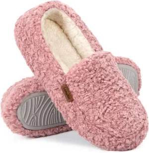 LongBay Women's Fuzzy Memory Foam Slippers Warm Cozy Shearling House Slippers for Ladies Supportive Slip on Indoor Home Shoes