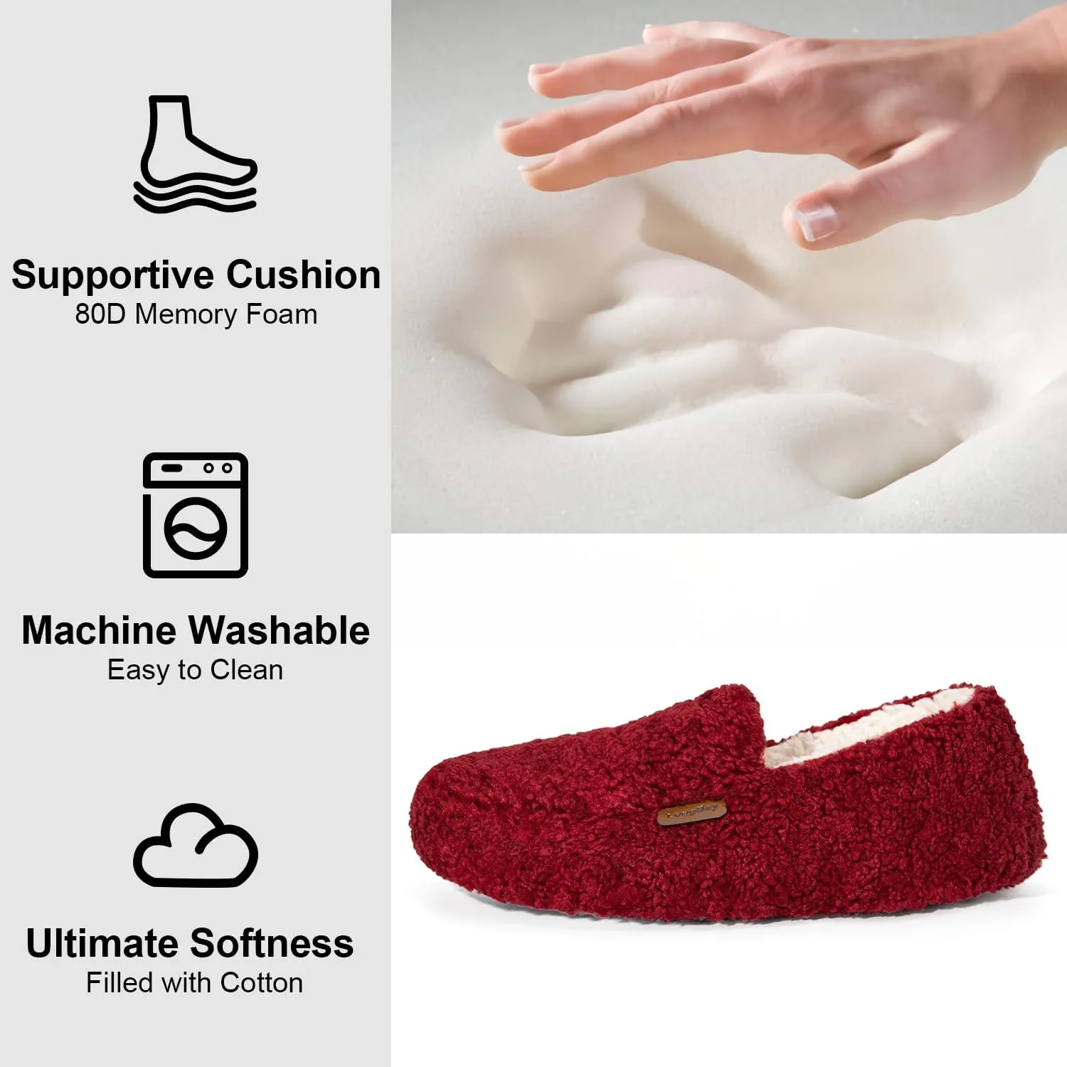 LongBay Women's Fuzzy Memory Foam Slippers Warm Cozy Shearling House Slippers for Ladies Supportive Slip on Indoor Home Shoes