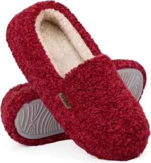 LongBay Women's Fuzzy Memory Foam Slippers Warm Cozy Shearling House Slippers for Ladies Supportive Slip on Indoor Home Shoes