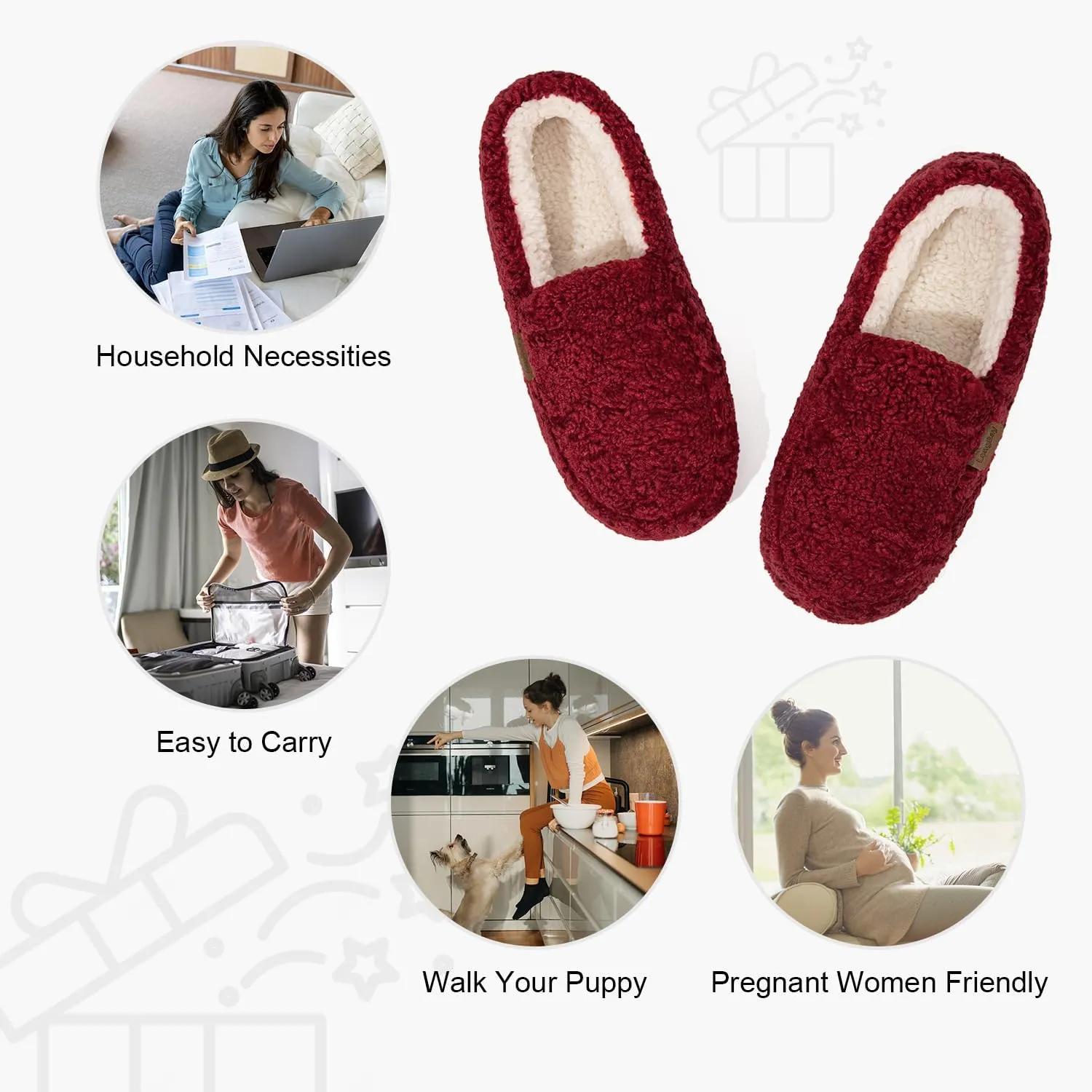 LongBay Women's Fuzzy Memory Foam Slippers Warm Cozy Shearling House Slippers for Ladies Supportive Slip on Indoor Home Shoes