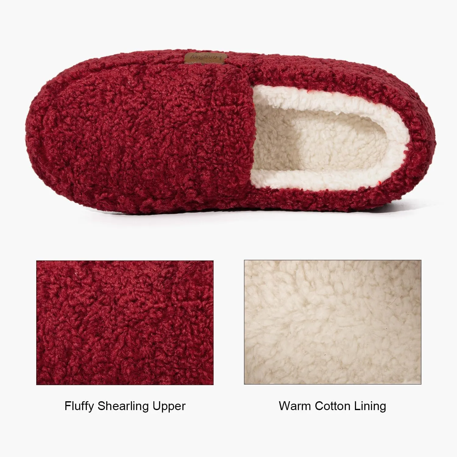 LongBay Women's Fuzzy Memory Foam Slippers Warm Cozy Shearling House Slippers for Ladies Supportive Slip on Indoor Home Shoes