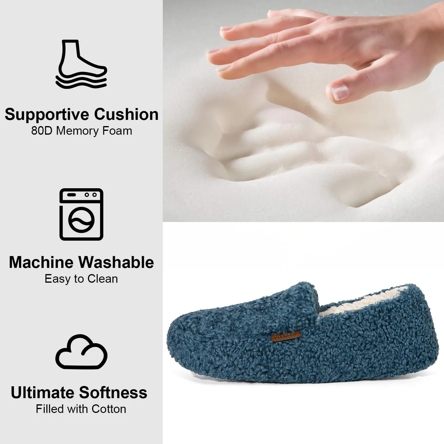 LongBay Women's Fuzzy Memory Foam Slippers Warm Cozy Shearling House Slippers for Ladies Supportive Slip on Indoor Home Shoes