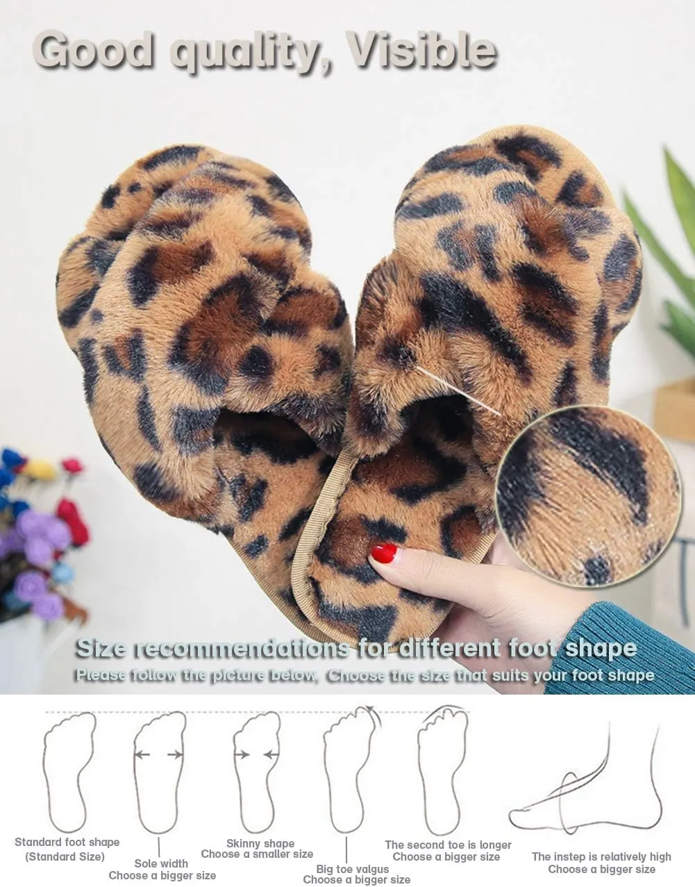 LZLER Womens Cross Band Slippers, Soft Plush Fleece Lightweight Non Slip Open Toe Flip Flop Shoes House Indoor Outdoor Fur Fuzzy Slippers