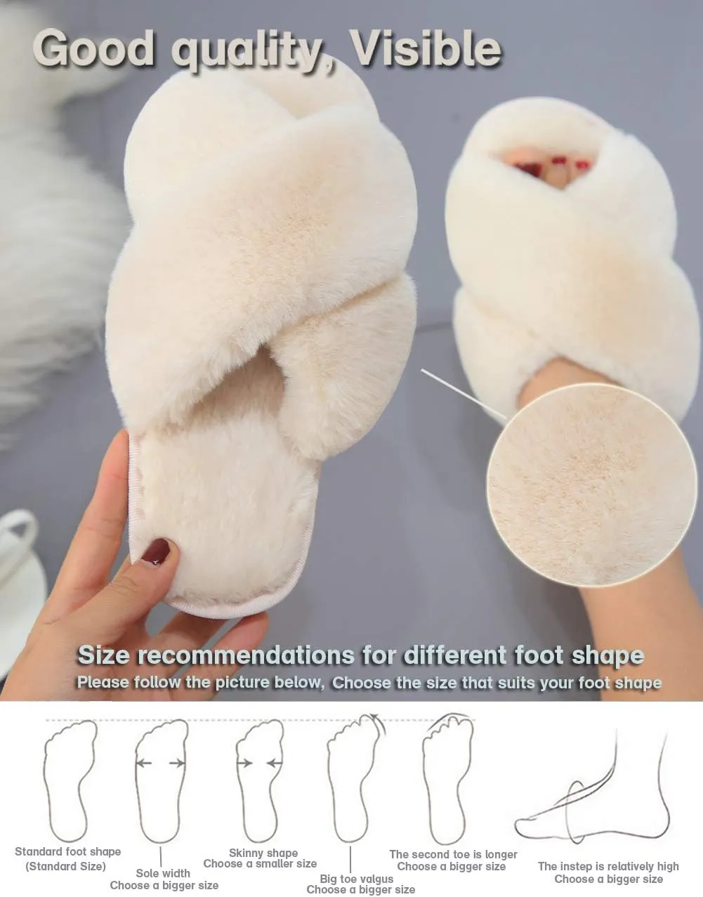 LZLER Womens Cross Band Slippers, Soft Plush Fleece Lightweight Non Slip Open Toe Flip Flop Shoes House Indoor Outdoor Fur Fuzzy Slippers