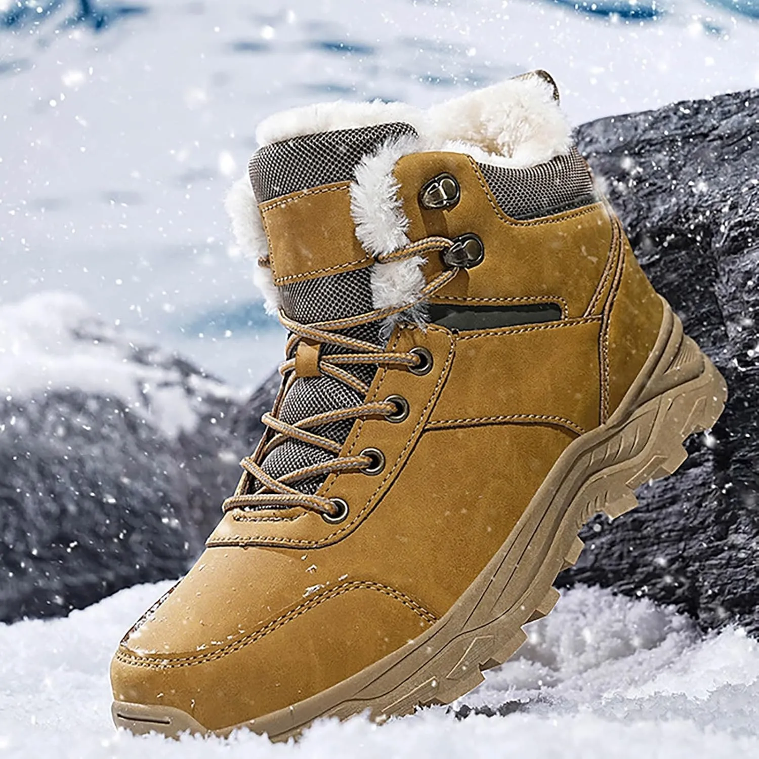Men Work Boots Slip On Hiking Sneakers Shoes with Fur Lined Working Shoes for Women with Zipper Lightweight Outdoor Botas Mid Ankle Work Casual Hike Grounded Footwear