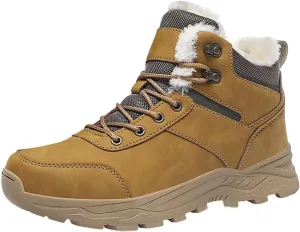 Men Work Boots Slip On Hiking Sneakers Shoes with Fur Lined Working Shoes for Women with Zipper Lightweight Outdoor Botas Mid Ankle Work Casual Hike Grounded Footwear