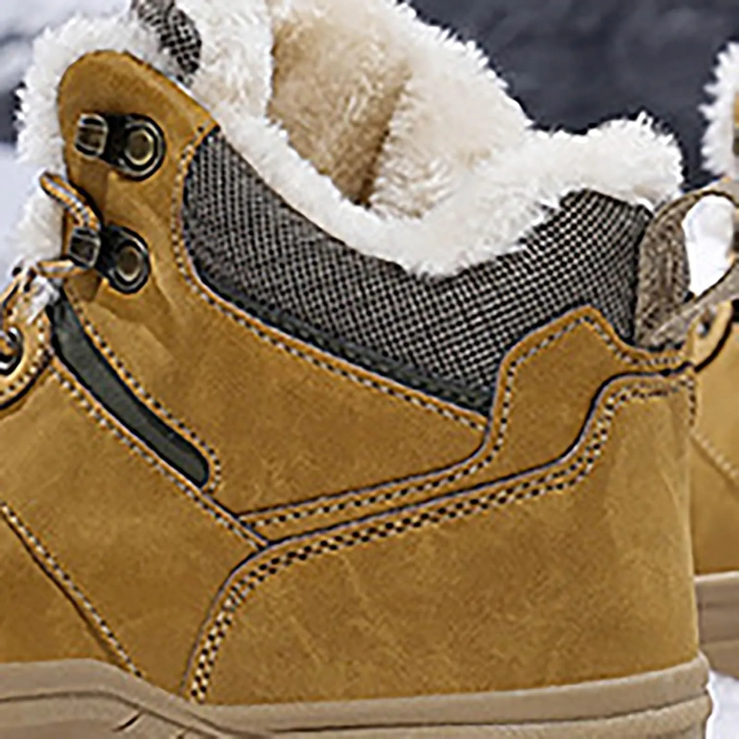 Men Work Boots Slip On Hiking Sneakers Shoes with Fur Lined Working Shoes for Women with Zipper Lightweight Outdoor Botas Mid Ankle Work Casual Hike Grounded Footwear