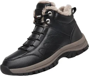 Men Work Boots Slip On Hiking Sneakers Warm Fur Lined Womens Safety Shoes Non Steel Toe Waterproof Outdoor Shoes Lightweight Hike Grounded Footwear