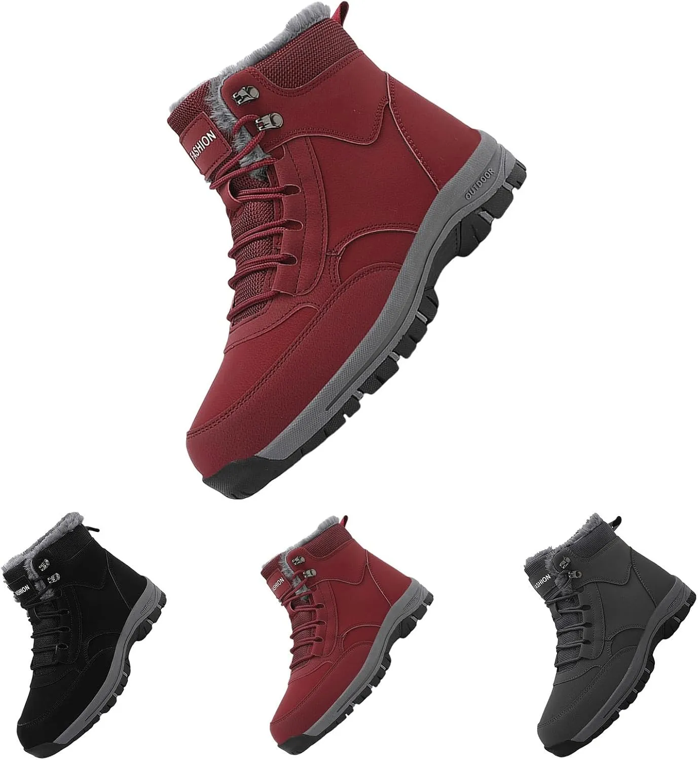Men Work Boots Soft Toe Hiking Sneakers with Warm Fur Lining Womens Workout Shoes Slip Resistant Waterproof Outdoor Work Botas Lightweight Hike Grounded Footwear