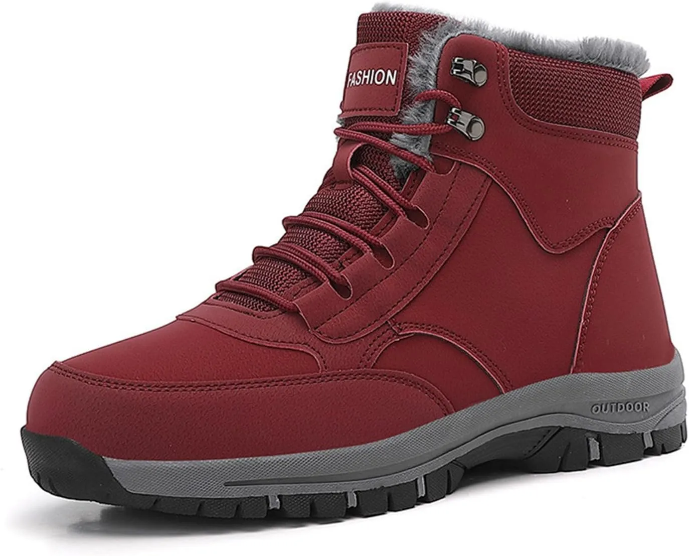 Men Work Boots Soft Toe Hiking Sneakers with Warm Fur Lining Womens Workout Shoes Slip Resistant Waterproof Outdoor Work Botas Lightweight Hike Grounded Footwear