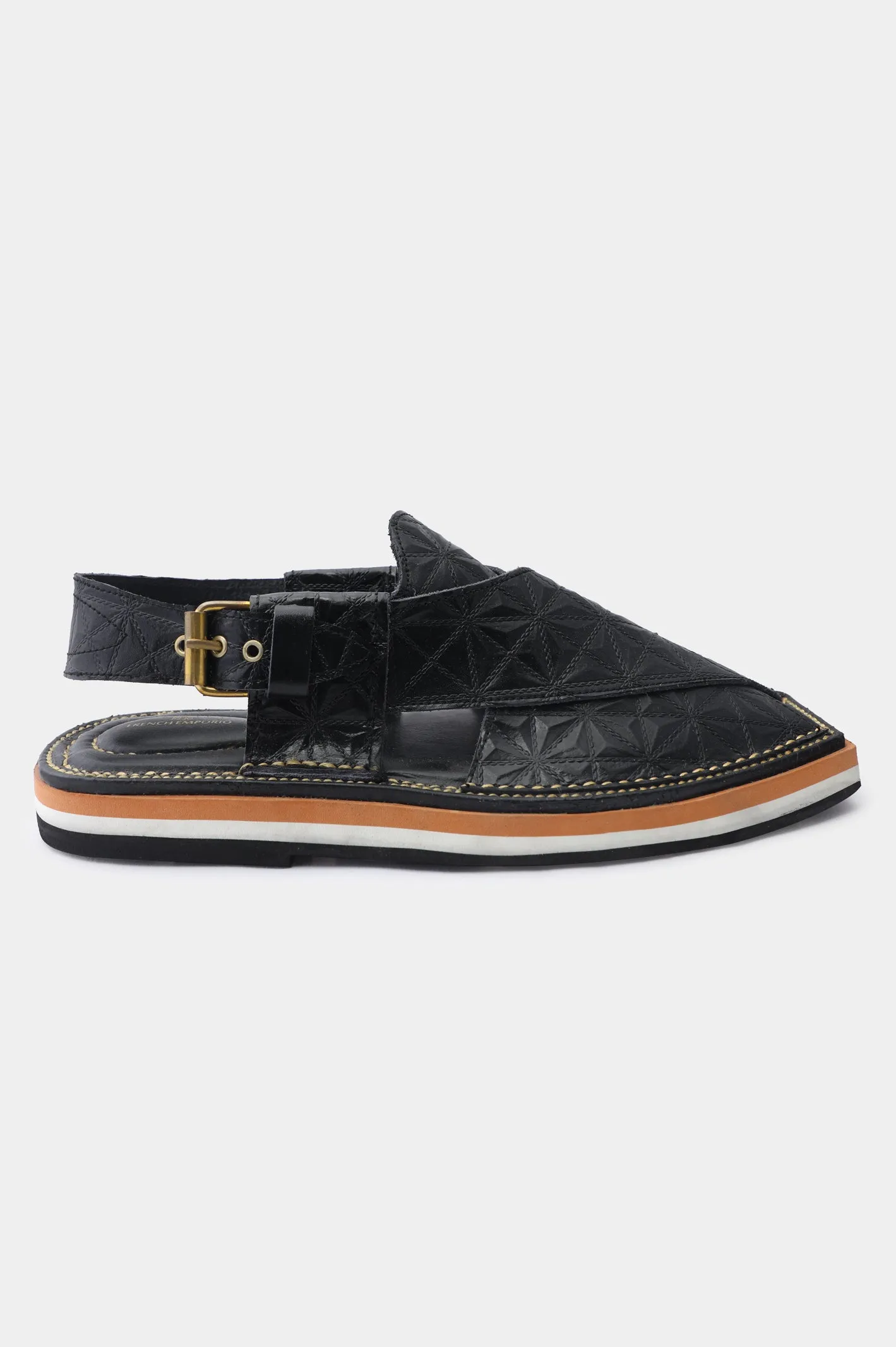 Men's Cow Leather Black Sandal