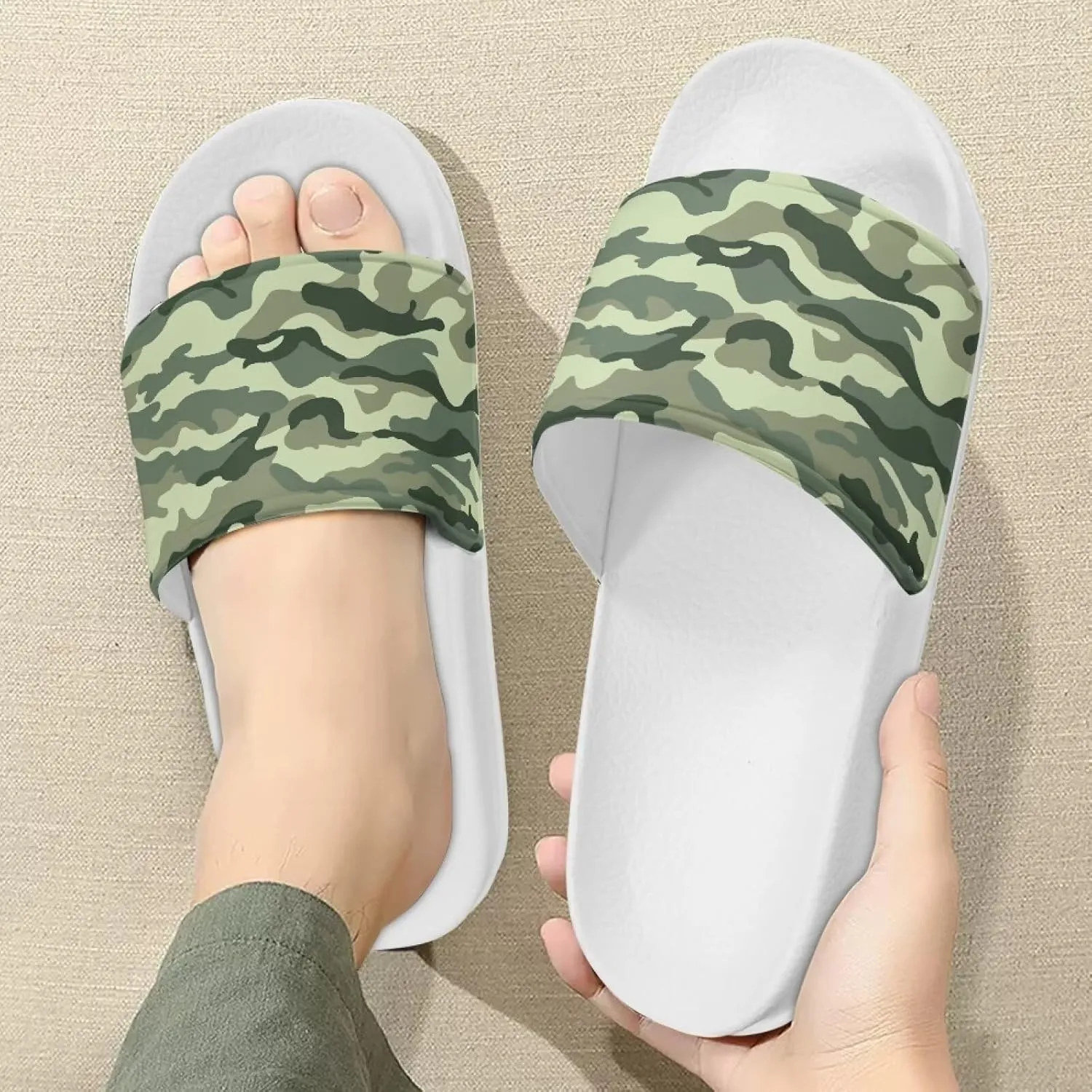 Mens Open Toe Sport Sandals Non-Slip Cozy Shower Shoes Comfortable Peep Toe Slide Sandals Single Band Plain Ultimate Comfort Slippers for Summer
