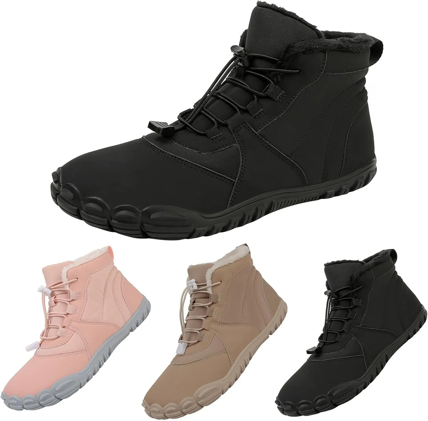 Mens Work Boots Soft Toe Hiking Sneakers Shoes Warm Fur Lined Women's Workout Shoes Nonslip Lightweight Outdoor Botas Mid Ankle Work Casual Hike Grounded Footwear