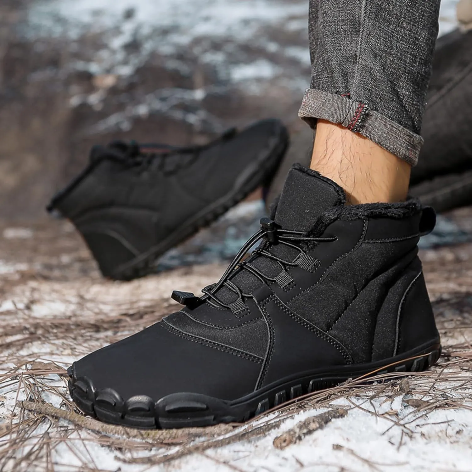 Mens Work Boots Soft Toe Hiking Sneakers Shoes Warm Fur Lined Women's Workout Shoes Nonslip Lightweight Outdoor Botas Mid Ankle Work Casual Hike Grounded Footwear