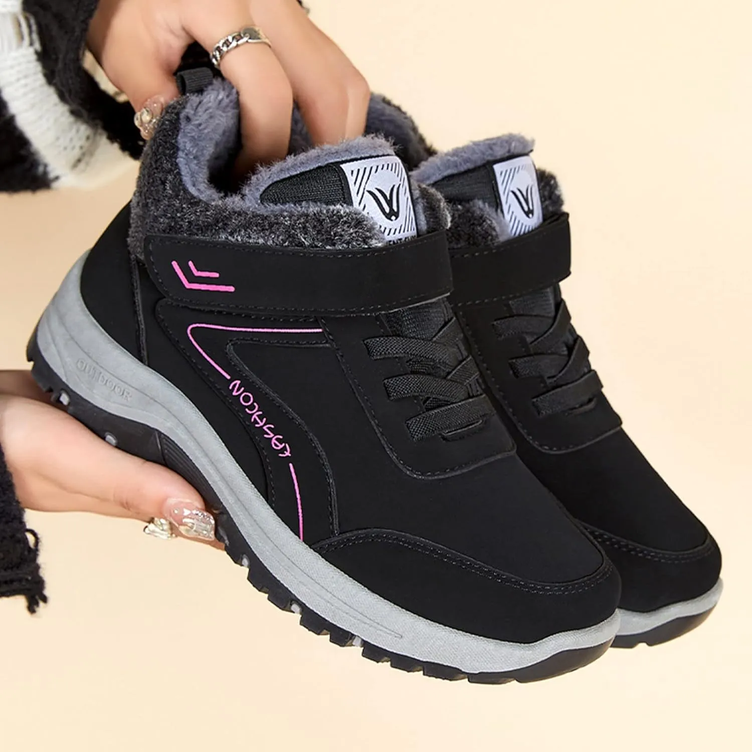Mens Work Boots Soft Toe Hiking Sneakers Shoes with Fur Lined Women Safety Toe Shoes Insulated Waterproof Outdoor Work Botas Lightweight Hike Grounded Footwear