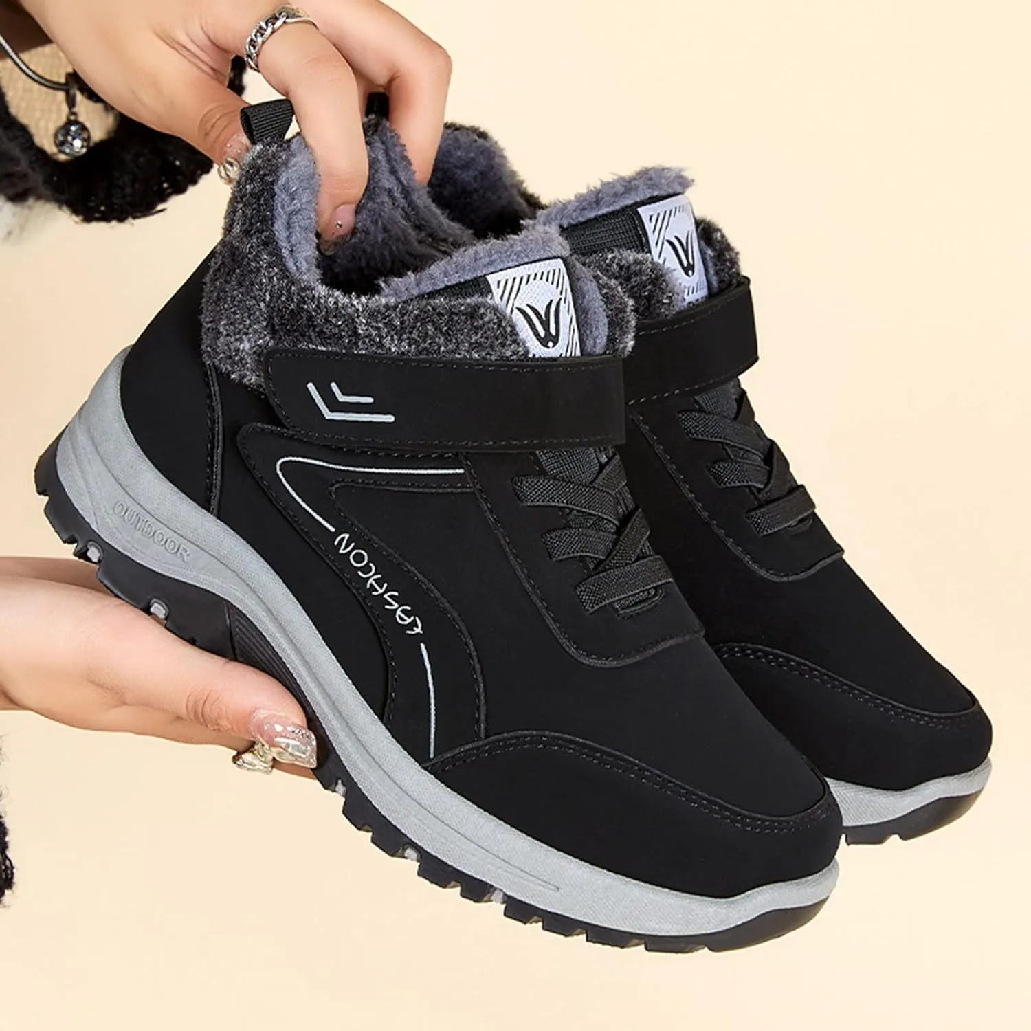 Mens Work Boots Soft Toe Hiking Sneakers Shoes with Fur Lined Women Safety Toe Shoes Insulated Waterproof Outdoor Work Botas Lightweight Hike Grounded Footwear