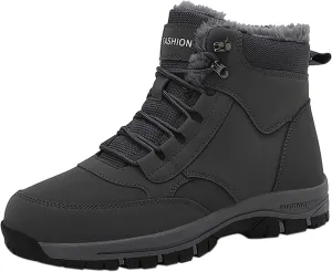 Mens Work Boots Waterproof Hiking Sneakers Warm Fur Lined Women's Safety Shoes Soft Toe Slip On Platform Shoes Lightweight Comfortable Hike Grounded Footwear