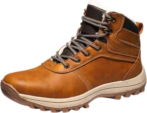 Mens Work Boots Waterproof Hiking Sneakers Zip Up Fur Lined Womens Safety Toe Shoes Wide Width Lightweight Outdoor Botas Mid Ankle Work Casual Hike Grounded Footwear