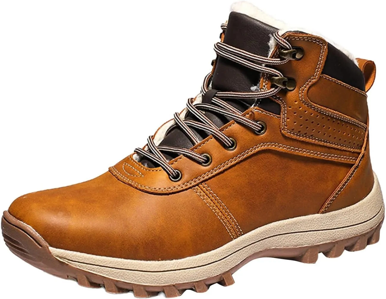 Mens Work Boots Waterproof Hiking Sneakers Zip Up Fur Lined Womens Safety Toe Shoes Wide Width Lightweight Outdoor Botas Mid Ankle Work Casual Hike Grounded Footwear