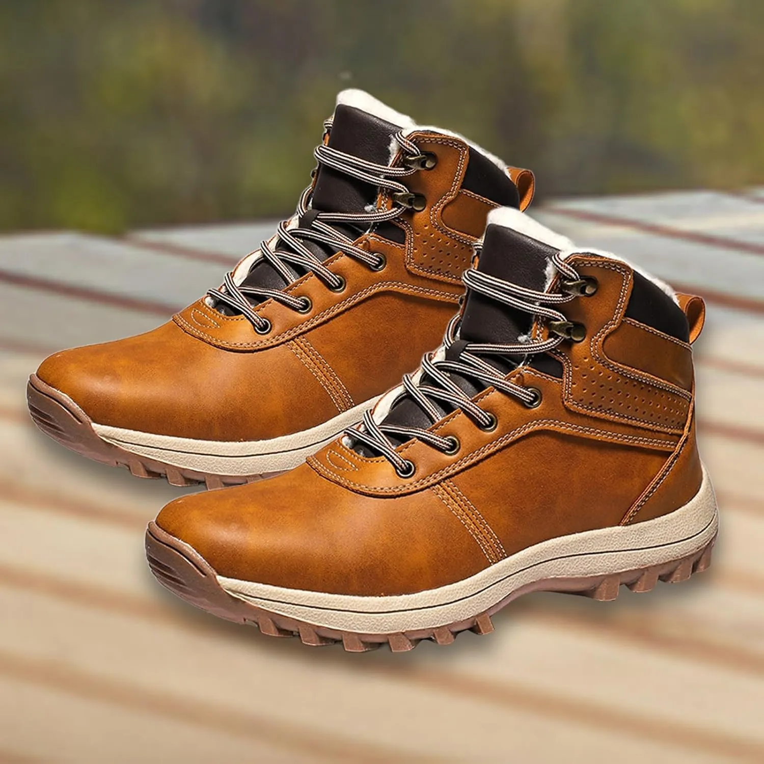 Mens Work Boots Waterproof Hiking Sneakers Zip Up Fur Lined Womens Safety Toe Shoes Wide Width Lightweight Outdoor Botas Mid Ankle Work Casual Hike Grounded Footwear