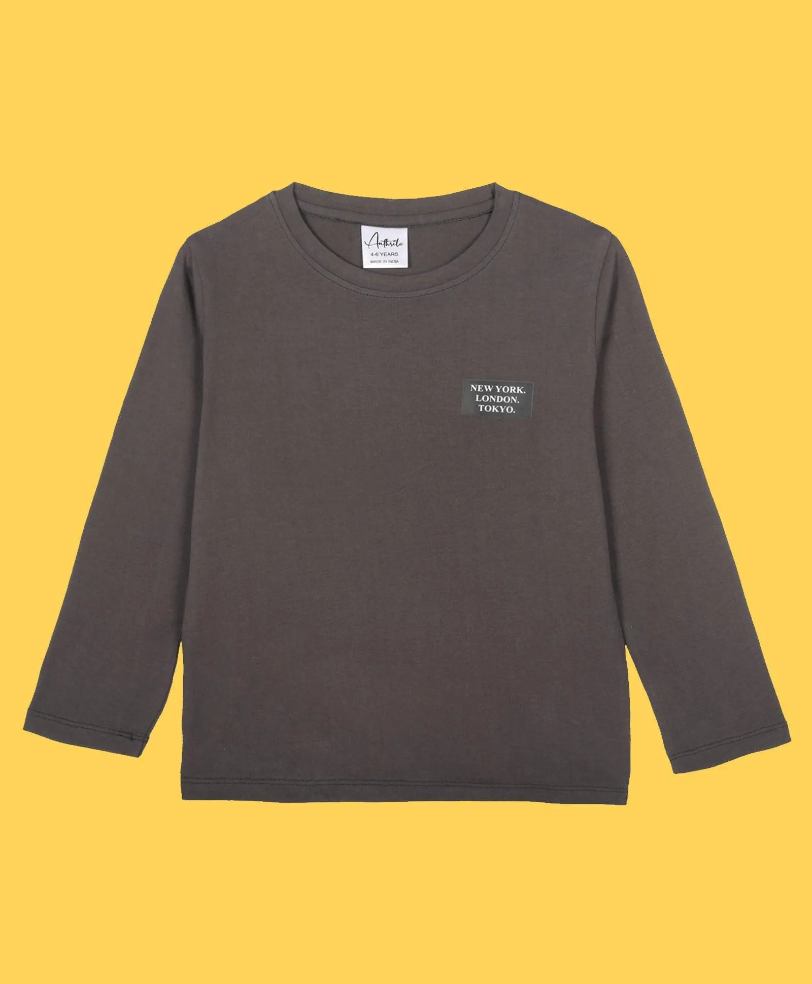 NEWYORK BROWN LONG SLEEVES T-SHIRT - BROWN