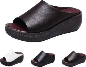Orthopedic Sandals 2024 Summer Comfortable Orthotic Leather Wedges Slides Dressy Platform Heel Arch Support Slip Sandals