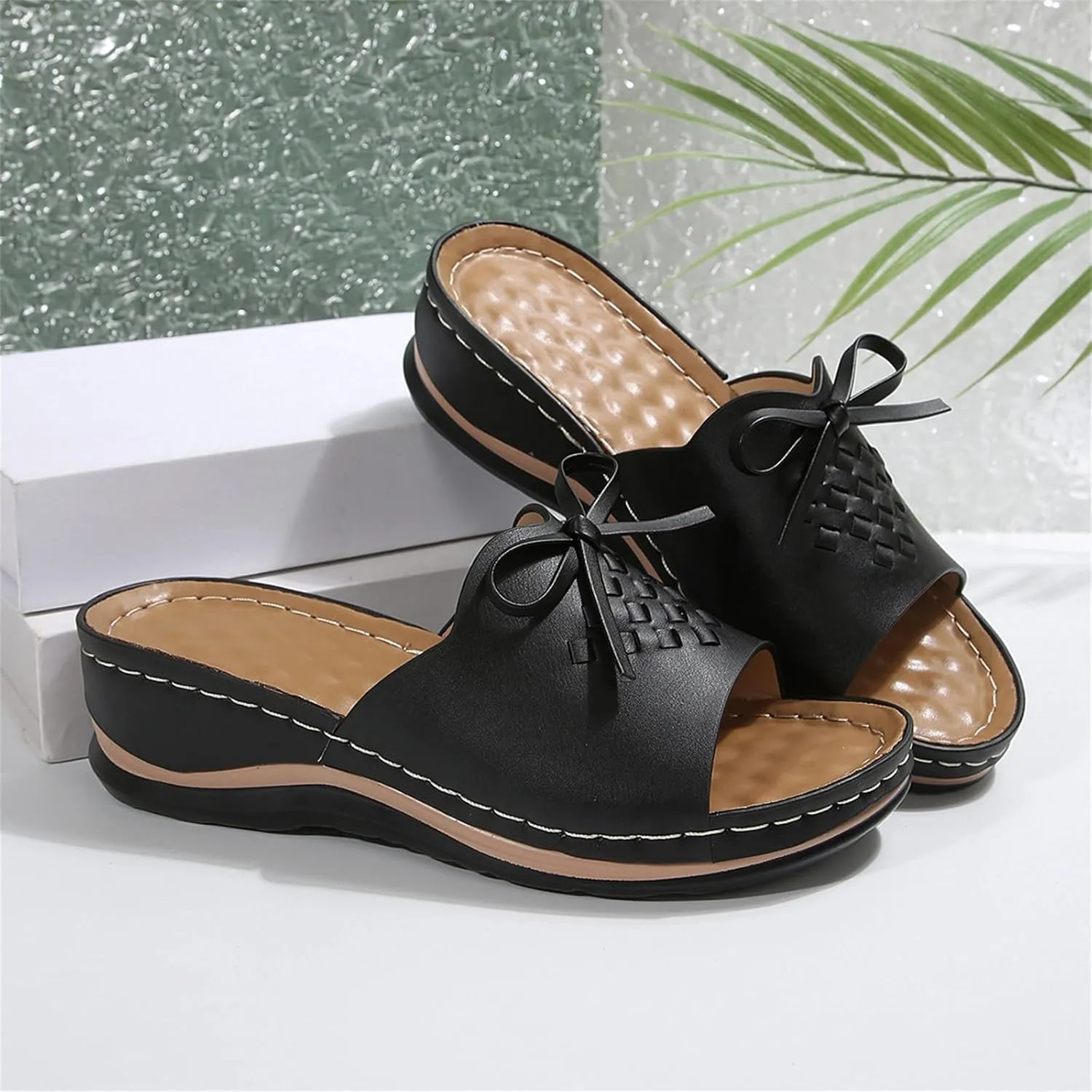 Orthopedic Wedge Sandals for Women Summer Dressy Flat Sandal Open Toe Slip on Sandals Casual Comfortable Beach Outdoor Dress Shoes
