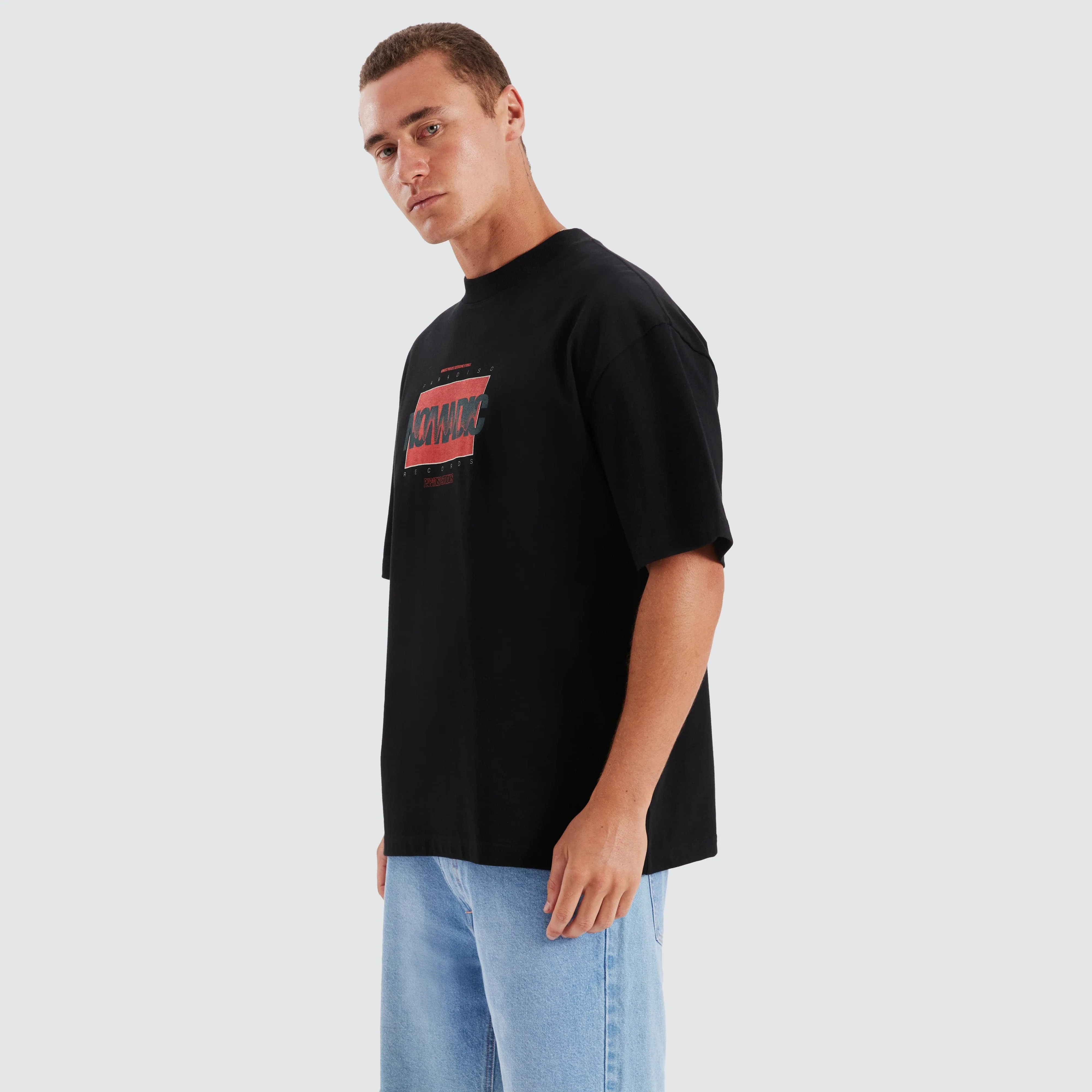 Records Street Tee Jet Black