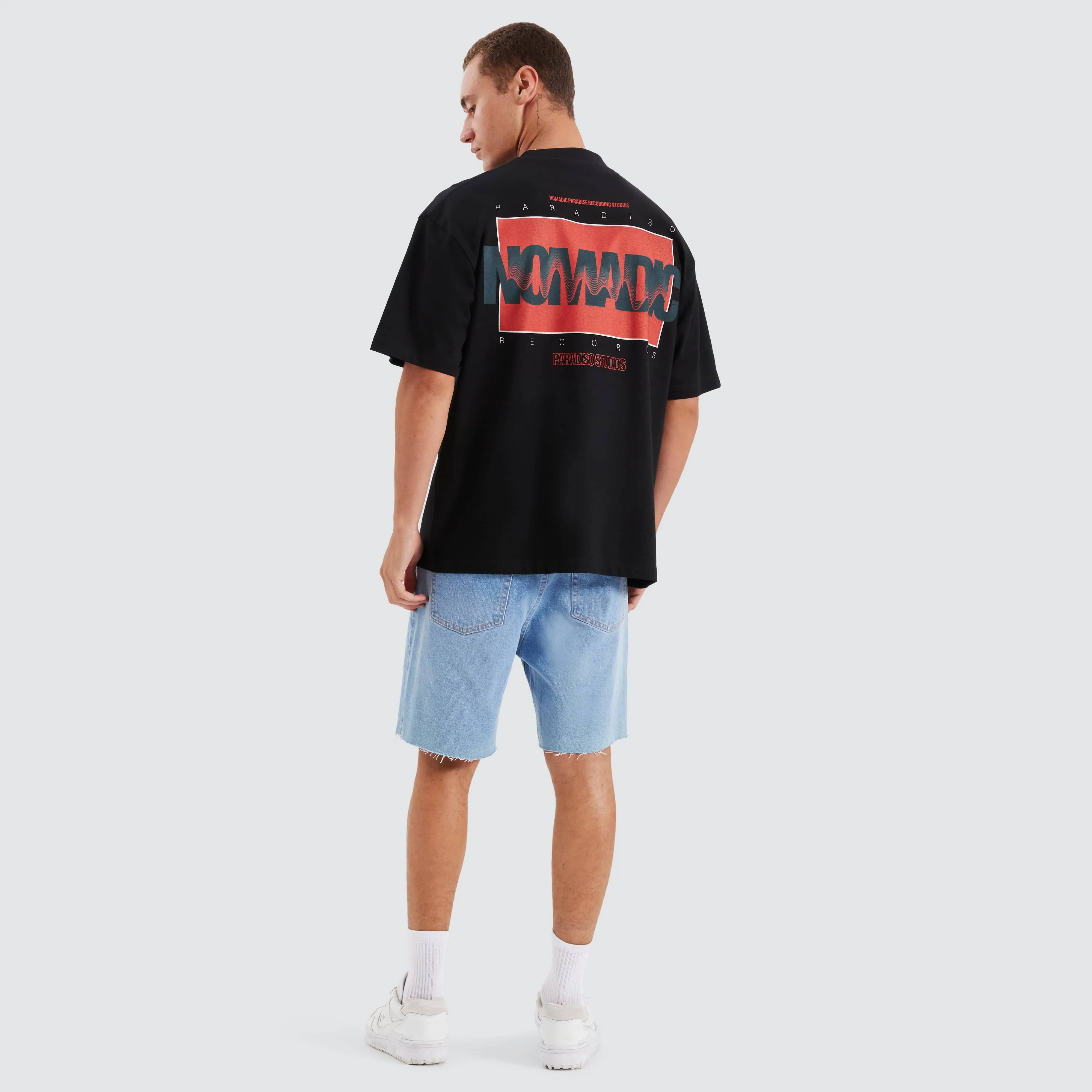 Records Street Tee Jet Black