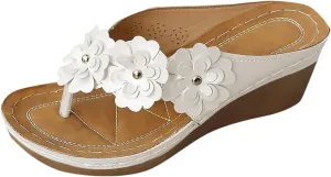 Sandals for Women Wedge Shoes Comfortable Platform Flip Flops Flat Open Toe Silppers Dressy Comfort Flower Beach Sandals