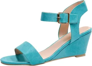Sandals Women Comfortable Walking Open Toe Dressy Summer Platform Wedges Sandals Slip on Ankle Strap Dress Shoes