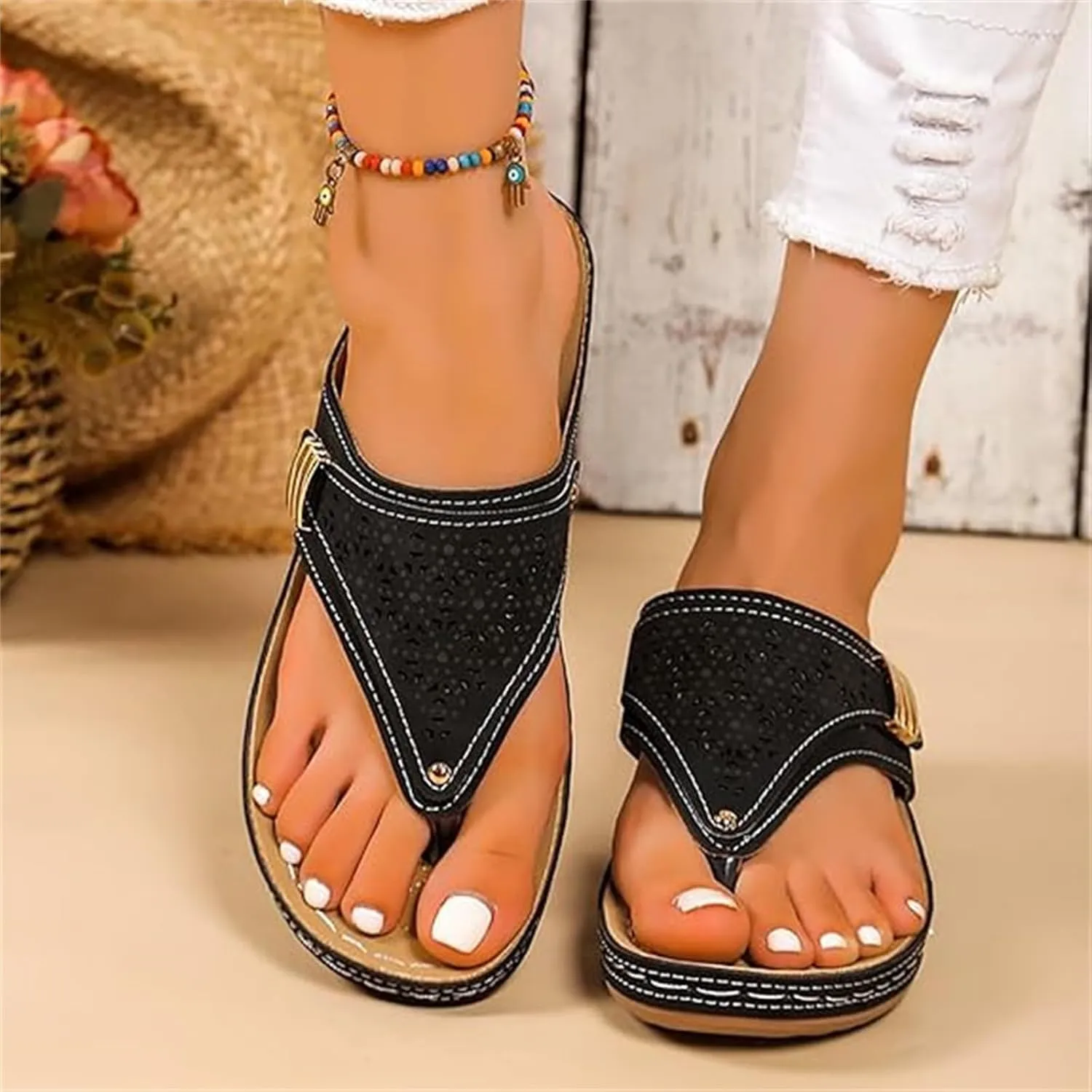Sandals Women Dressy Summer Flat Cute Casual Beach Shoes Orthotic Slides Comfortable Orthopedic Thong Flip Flops 2025