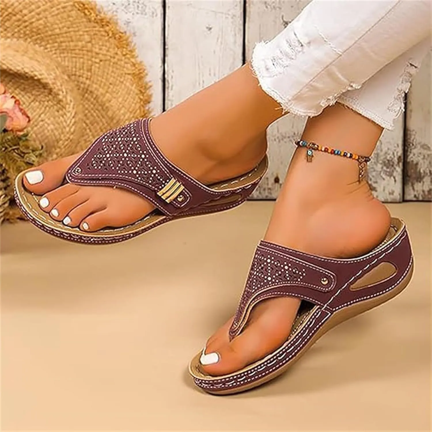 Sandals Women Dressy Summer Flat Cute Casual Beach Shoes Orthotic Slides Comfortable Orthopedic Thong Flip Flops 2025