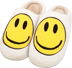 Smile Face Slippers for Women and Men, Retro Comfy Warm Soft Fuzzy Plush Slip-On House Shoes Funny Cute Happy Smile Home Winter Warmies Pillow Cloud Memory Foam Fluffy Slipper for Indoor & Outdoor