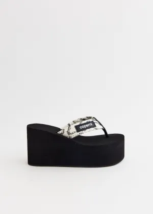 Snake Print Branded Wedge Sandals