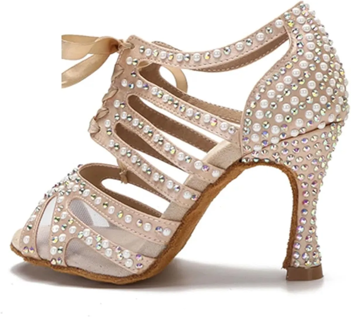Tango/Rumba Dance Shoes - Ballroom Soft Sole Sandals for Wedding & Training (9CM/3.54")