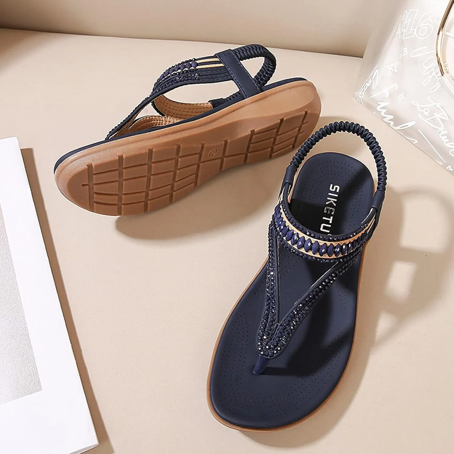 Temperament Flat Sandals for Women Comfortable Ankle Strap Outdoor Walking Shoes Breathable Casual Sandals