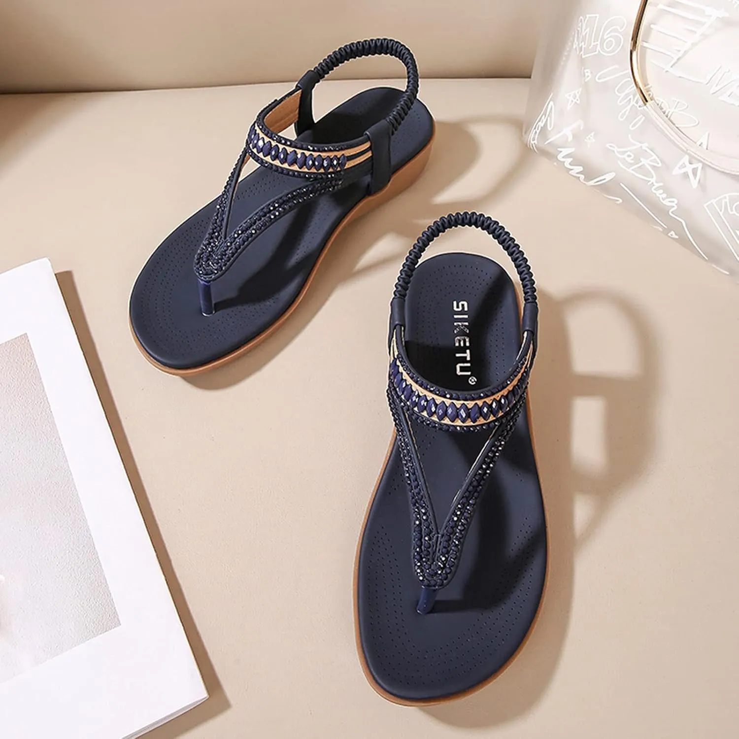 Temperament Flat Sandals for Women Comfortable Ankle Strap Outdoor Walking Shoes Breathable Casual Sandals