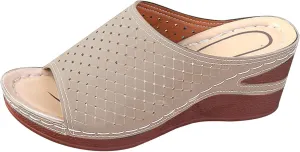 Wedge Sandals for Women 2025 Summer Orthopedic Slip On Slippers Hollow Platform Wedge Sandals Comfortable Arch Support Sandal Casual Non Slip Walking Beach Shoes