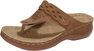 Wedge Sandals for Women Slip on Open Toe Hollow Out Comfortable Beach Walking Flip Flops Arch Support Platform Summer Thong Casual Shoes
