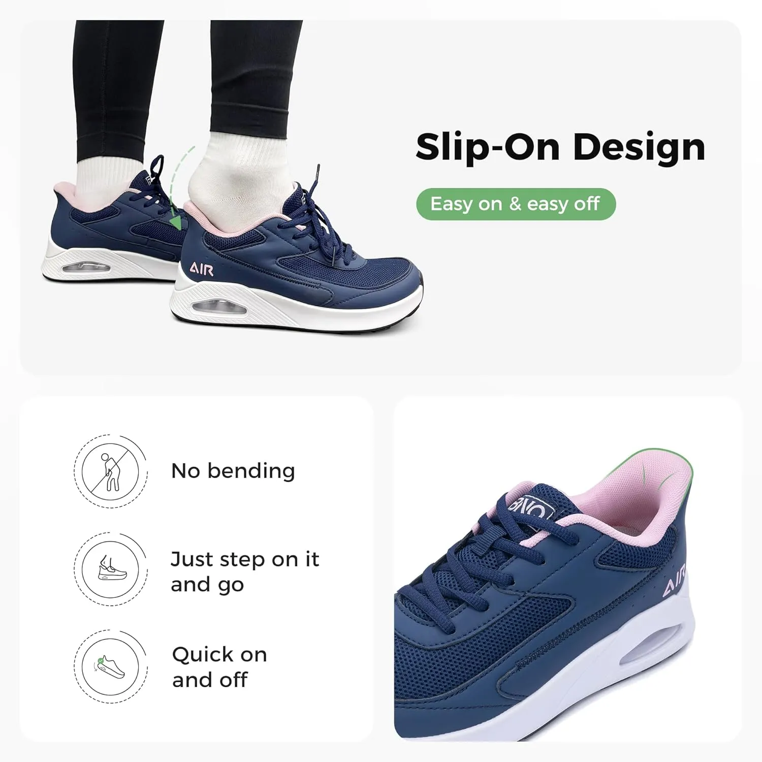 Wide Toe Box Womens Slip On Walking Shoes Extra Wide Width Sneaker for Foot Pain Relif Comfortable Air Tennis Running Shoes Size 6-11