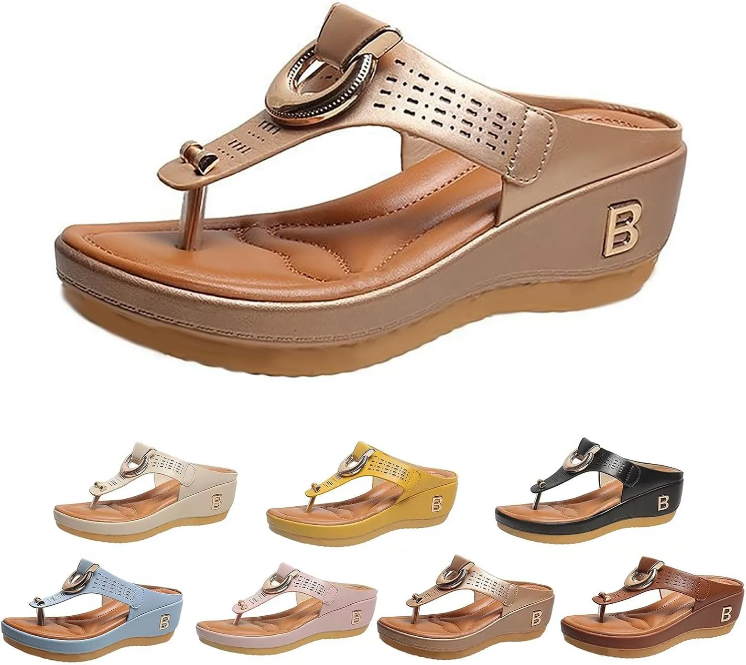 Women Shoes Comfortable Thick Sole Soft Wedge Sandals Fashionable Corrective Beach Comfort Dress Wedge Shoes for Women