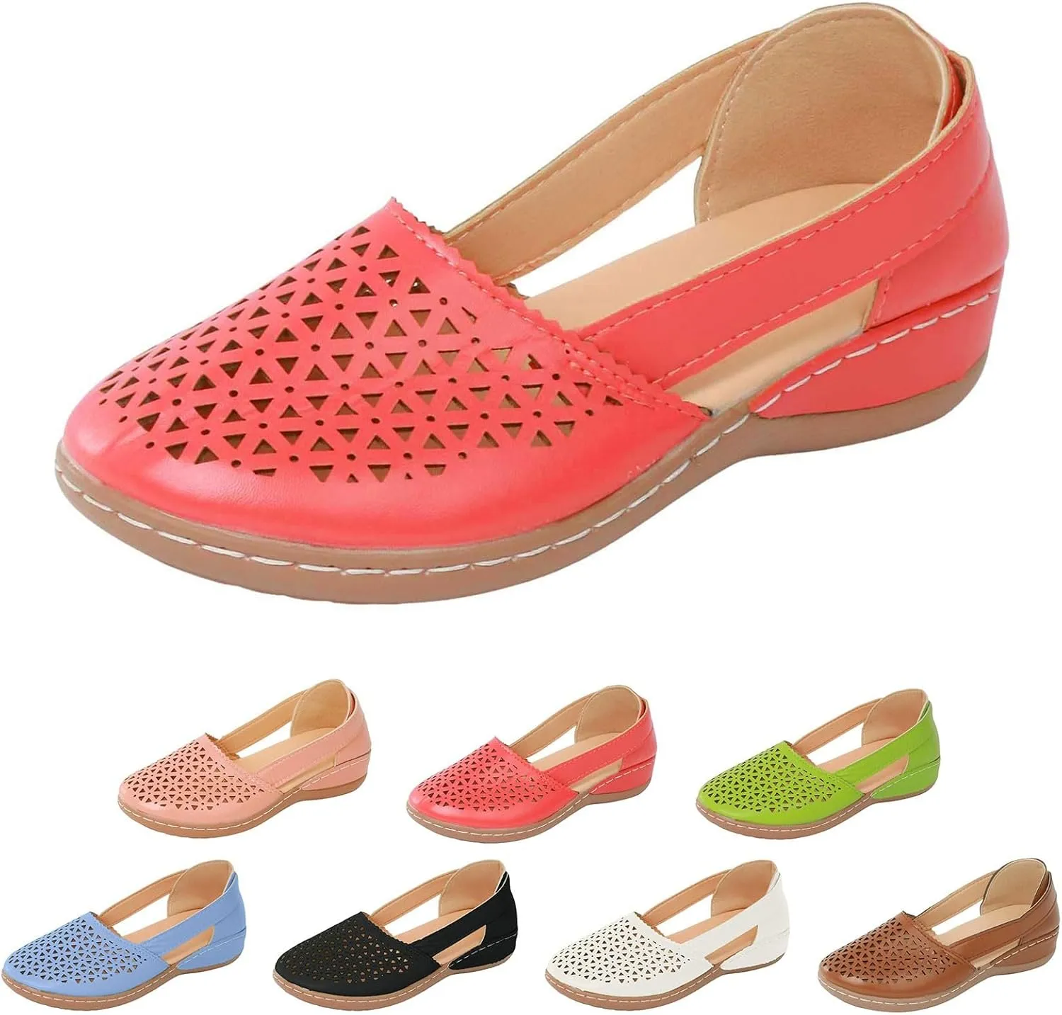 Women Summer Orthopedic Wedge Sandals Summer Dressy 2025 Fashionable Comfortable Closed Toe Hollow Out Wedge Heeled Thick Soled Sandal Wedding Beach Comfortable Lightweight Sandals