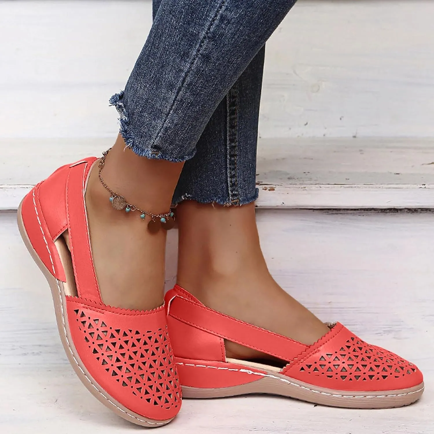 Women Summer Orthopedic Wedge Sandals Summer Dressy 2025 Fashionable Comfortable Closed Toe Hollow Out Wedge Heeled Thick Soled Sandal Wedding Beach Comfortable Lightweight Sandals