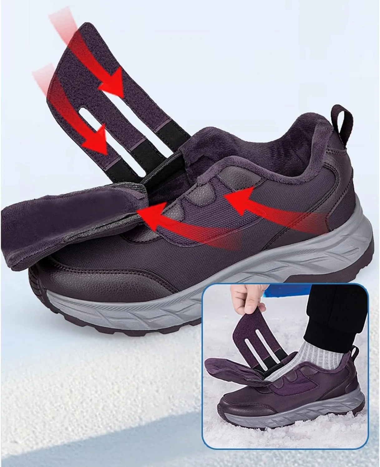 Women Winter Boots Ankle Mens Hiking Sneakers Comfortable Warm Adults Slip On Boots Barefoot Shoes Grounded Footwear Womens Tennis Shoes Men Winter Booties